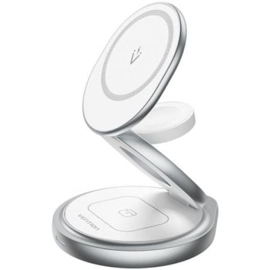 Base de carga inalámbrica Vention FGEI0 MagSafe 15W 3 en 1 Zinc Plata USB-C