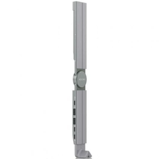Suporte ajustável para portátil AISENS com docking station USB-C 4 em 1, alumínio, dobrável, cinzento