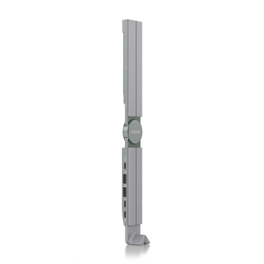 Suporte ajustável para portátil AISENS com docking station USB-C 4 em 1, alumínio, dobrável, cinzento