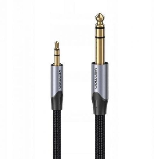 Cable Estéreo Vention BAUHJ Jack 3.5 a Jack 6.3 5m gris con contactos dorados