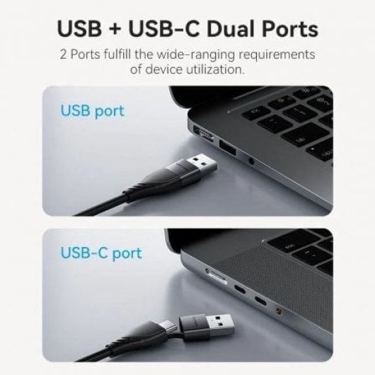 Adaptador Vention ACYHB USB-C Macho + USB-A Macho a HDMI Hembra 1080P Gris 0.15m