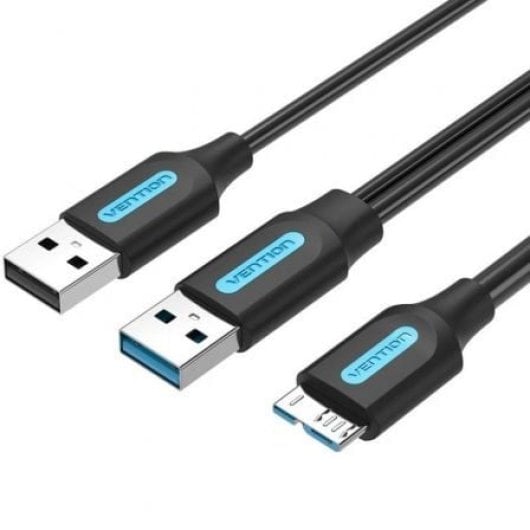 Cable USB Vention CQPBF USB 3.0 Micro-B/USB 2.0 A 1m 5Gbps Negro Alimentación Extra