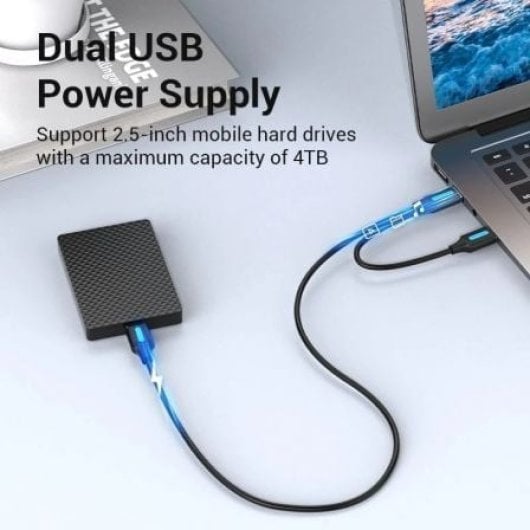 Cable USB Vention CQPBF USB 3.0 Micro-B/USB 2.0 A 1m 5Gbps Negro Alimentación Extra