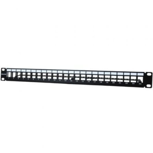 Patch Panel PHASAK PA 3424 24 Puertos Cat.6 1U Gestión de Cable Negro Rack 19?