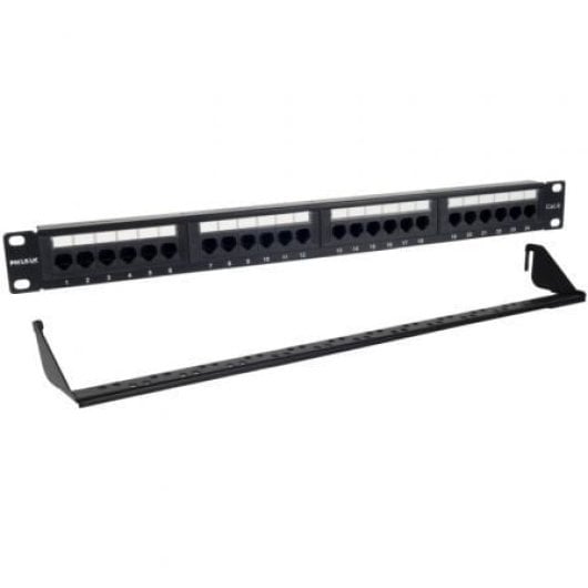 Patch Panel Phasak PU 2424 24P Cat.6 UTP 1U Dual Organizador Rack 19? Aluminio Negro