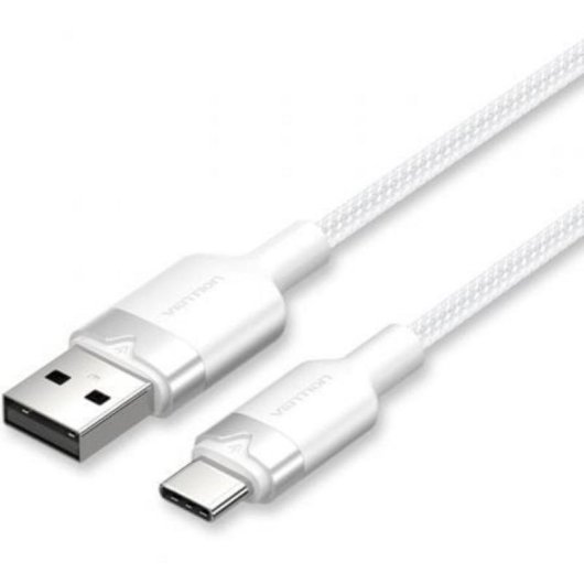 Cabo USB-C Vention CTNWH 2.0 60W 3A 480Mbps 2m Branco Trançado