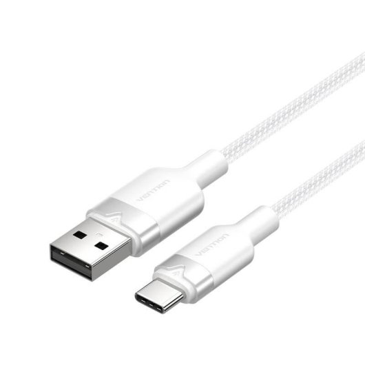 Cabo USB-C Vention CTNWH 2.0 60W 3A 480Mbps 2m Branco Trançado