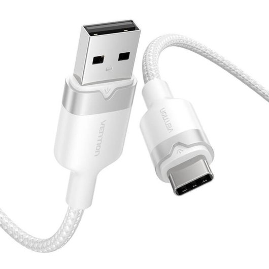 Cabo USB-C Vention CTNWH 2.0 60W 3A 480Mbps 2m Branco Trançado