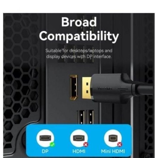 Cable DisplayPort VENTION HAKBH 2m 4K60Hz noir contacts dorés 30AWG