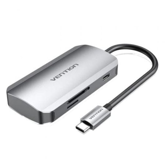 Docking Vention TNHHB USB-C 3xUSB 3.0 PD 100W SD MicroSD Reader Grigio 0,15 m