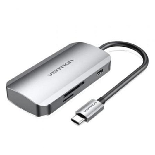 Vention TNHHB Docking USB-C 3xUSB 3.0 PD 100W SD MicroSD Kartenleser Grau 0,15m