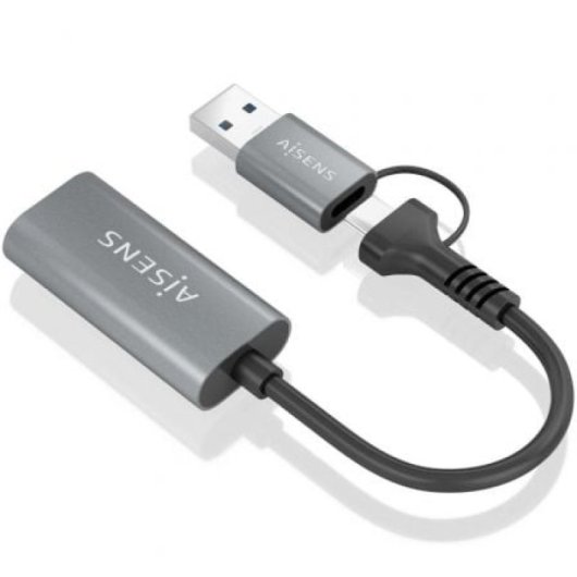 Convertisseur HDMI AISENS A109-0913 USB-A USB-C Mâle HDMI 1080P 15 cm Gris