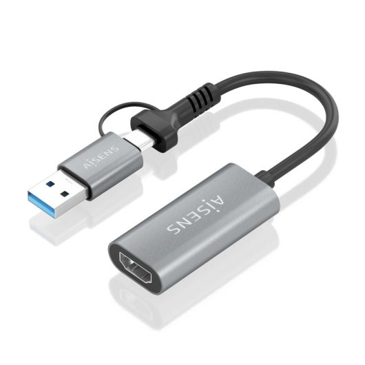 Convertisseur HDMI AISENS A109-0913 USB-A USB-C Mâle HDMI 1080P 15 cm Gris