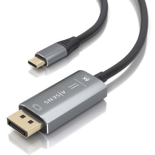 Cable Conversor AISENS A109-0880 USB-C/DisplayPort 8K 1.8m Negro bidireccional aluminio
