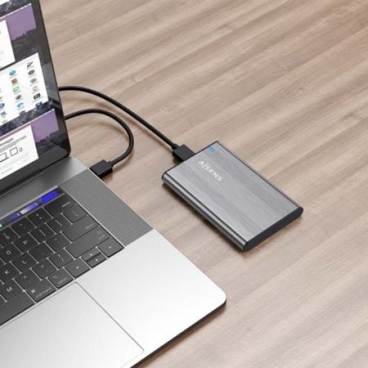 Caja Externa 2.5? AISENS ASE-2526GR Aluminio Gris USB 3.1 SATA Instalación Sin Tornillos