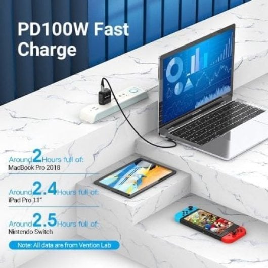 Cavo USB 2.0 Vention TAKHF da tipo C a tipo C 90º 100 W 480 Mbps 1 m grigio