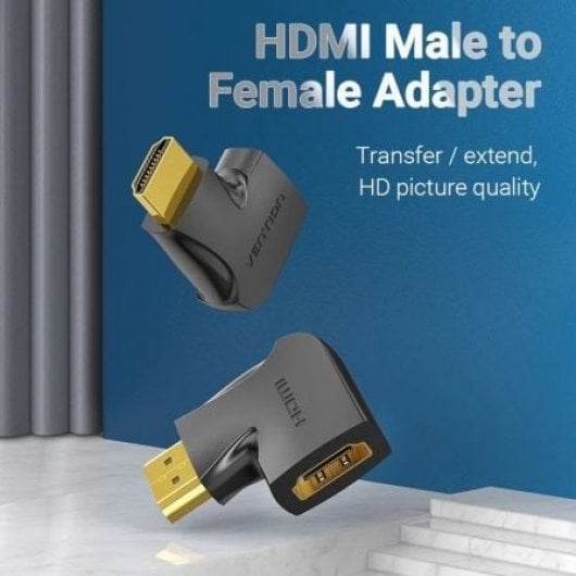 Adaptador HDMI Vention AIQB0 4K 270º Macho-Hembra Chapado en Oro Negro