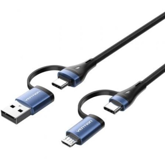Cable USB Vention CTLLF 4 en 1 100W 1m Negro y Azul