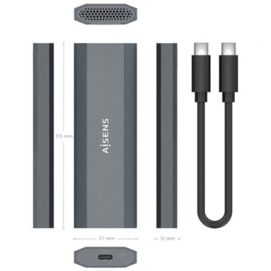 Caja Externa M.2 NVMe AISENS ASM2-029GR Aluminio Gris USB 3.2 Gen2 Sin tornillos Plug and Play