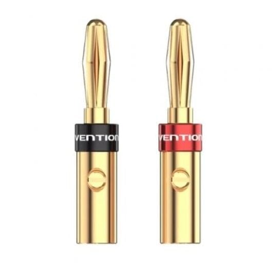 Adaptador Banana Vention BFDJ0 Dorado Chapado en Oro/2 Uds/Aluminio Latón