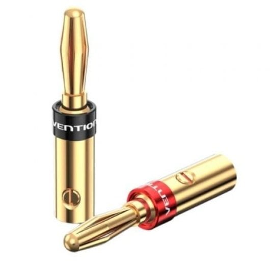 Adaptador Banana Vention BFDJ0 Dorado Chapado en Oro/2 Uds/Aluminio Latón