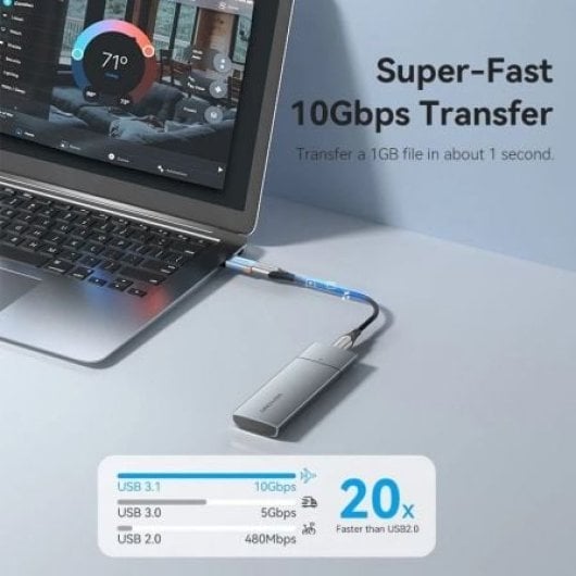 Adaptador USB Vention CUAH0 USB 3.1 Tipo-C Hembra a USB-A Macho Azul 10Gbps 3A