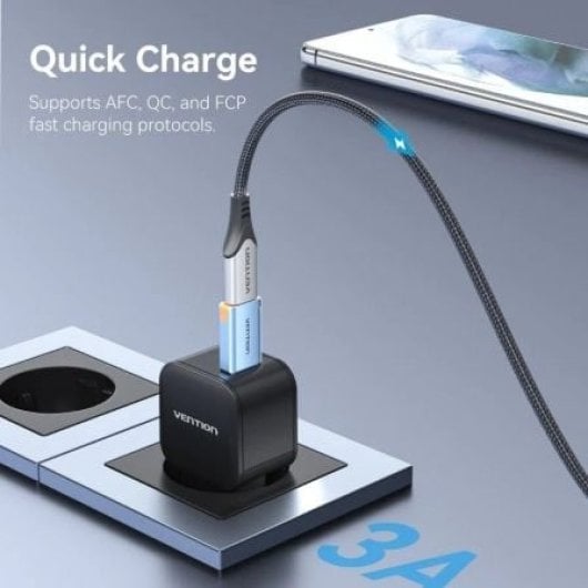 Adaptador USB Vention CUAH0 USB 3.1 Tipo-C Hembra a USB-A Macho Azul 10Gbps 3A