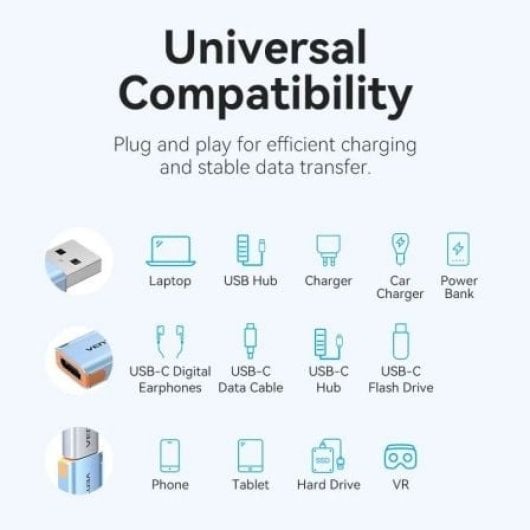 Adaptador USB Vention CUAH0 USB 3.1 Tipo-C Hembra a USB-A Macho Azul 10Gbps 3A