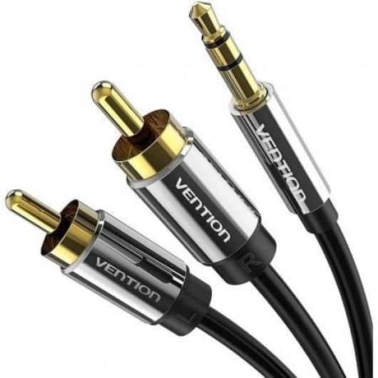 Cable de audio Vention BCFBI 3.5mm a 2xRCA 3m negro chapado en oro