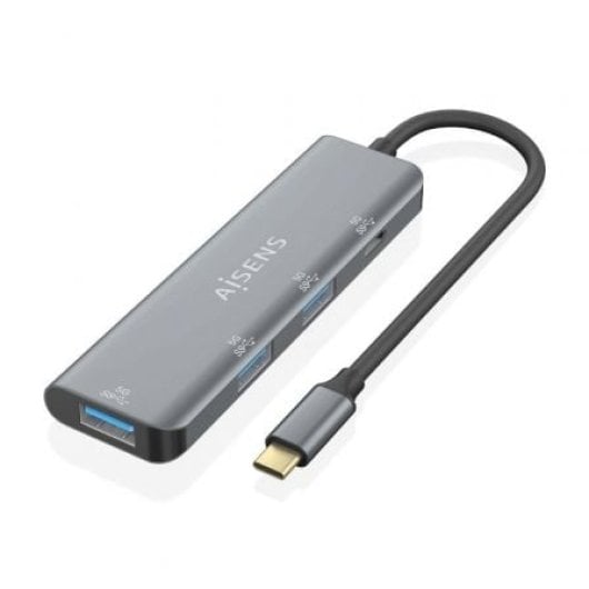 Hub AISENS 4 puertos USB 3.2 Gen1 5Gbps modelo A109-0762 Slim Plug&Play Gris
