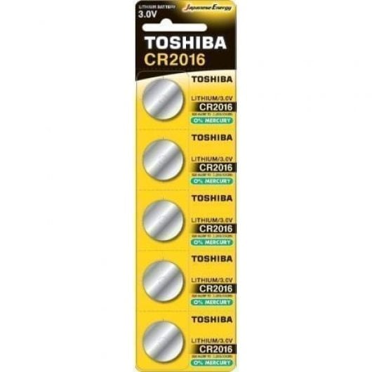 Toshiba CR2016 3V Knopfzelle, 5er-Pack, lange Lebensdauer, geringe Selbstentladung