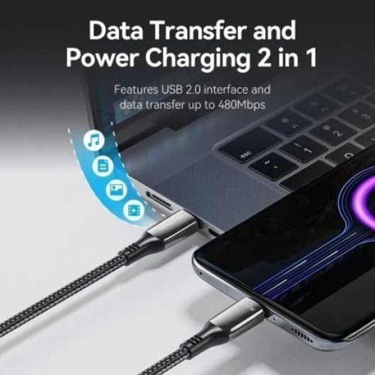 Câble USB 2.0 Type-C 5 A 100 W Vention CTKBAV 1,2 m 480 Mbps Noir
