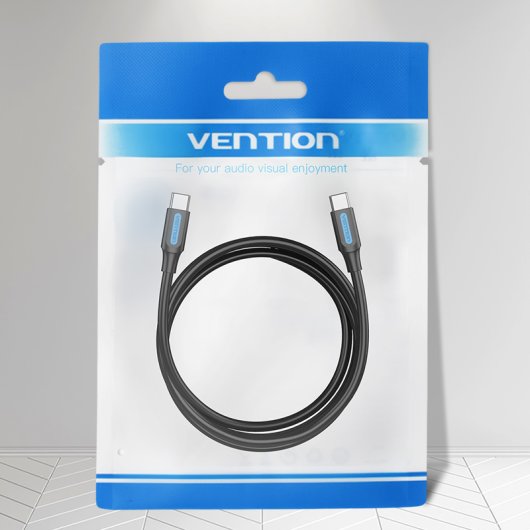Câble USB Vention COTBG 1,5 m Type-C mâle vers Type-C mâle 100 W 480 Mbps, nickel noir