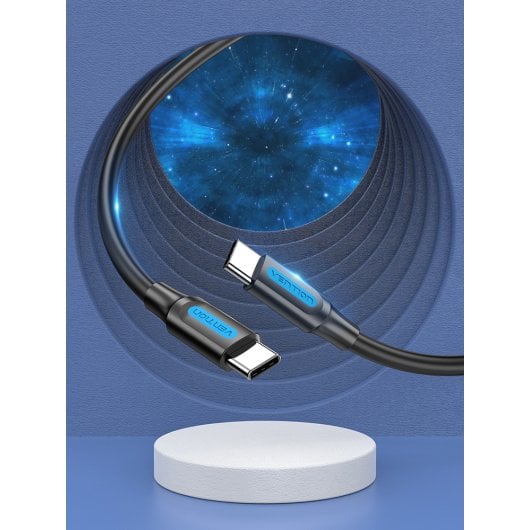 Câble USB Vention COTBG 1,5 m Type-C mâle vers Type-C mâle 100 W 480 Mbps, nickel noir
