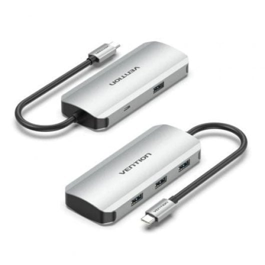 Hub Vention 5 puertos 5000Mbit/s TNAHB aluminio USB-C PD 4xUSB 3.2 Gen 1 + MicroUSB