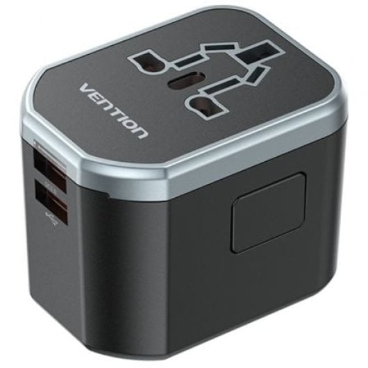 Vention FJCB0 20W Universal-Wandladegerät 1xUSB-C 2xUSB All-in-One Travel Schwarz