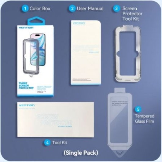 Protector de Pantalla Vention KUITCA-30 para iPhone 13 Pro Cristal Templado 0.3mm Incluye Herramienta Antipolvo