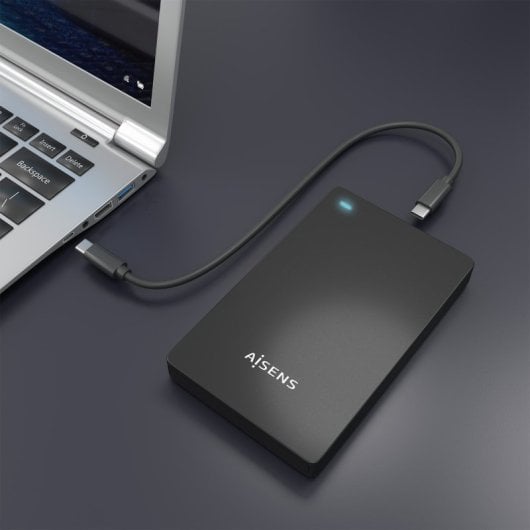 Caja Externa 2.5? SATA USB-C USB 3.1 Gen1 AISENS Aluminio Negro Toolless Plug & Play