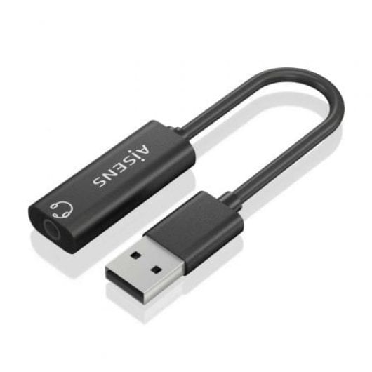 AISENS A106-0770 USB-A Soundkarte 3,5mm Klinke 48KHz 0,1m Schwarz