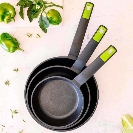 Poele BRA Gastro A841202 ronde noir/vert 3 pieces Teflon Classic