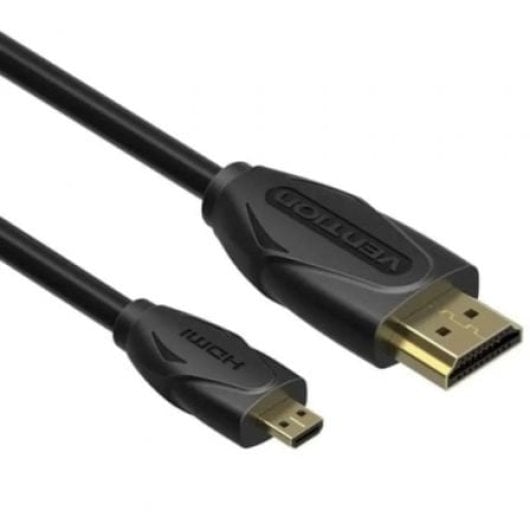 Cable HDMI Vention VAA-D03-B150 1.5m Micro HDMI Macho Chapado Oro 24K Negro
