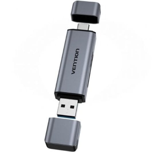 Lecteur de cartes double SD/TF Vention CLLH0 USB 3.0 Type-C en aluminium 512 Go