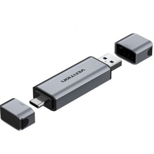 Lecteur de cartes double SD/TF Vention CLLH0 USB 3.0 Type-C en aluminium 512 Go
