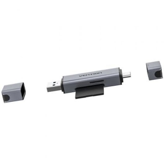 Lecteur de cartes double SD/TF Vention CLLH0 USB 3.0 Type-C en aluminium 512 Go
