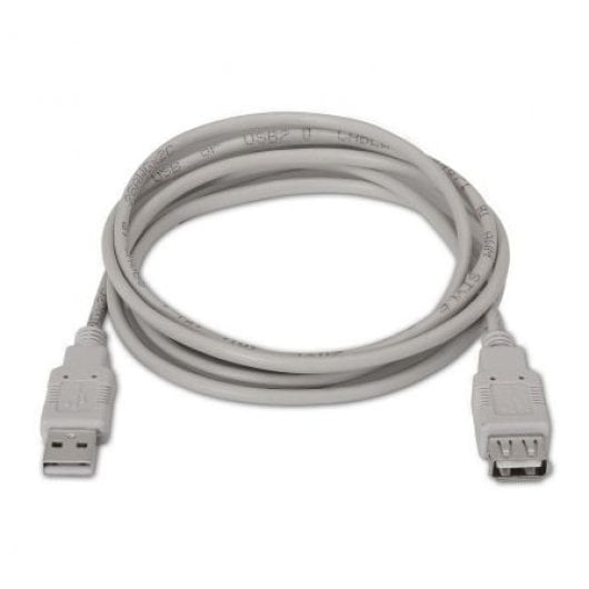 AISENS A101-0014 Cabo de extensão USB 2.0 tipo A macho-fêmea de 3 m, 60 Mbps, 2,5 W, bege
