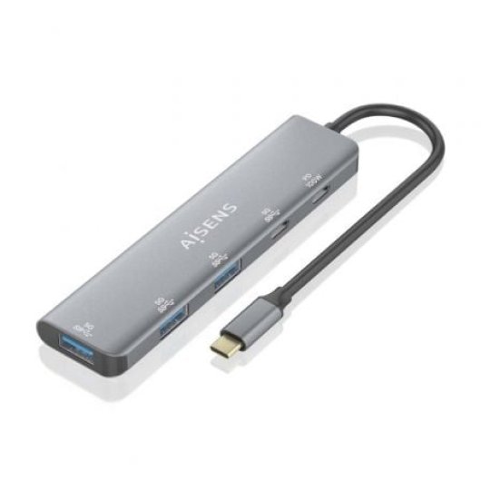 Hub AISENS 5 puertos 5Gbps modelo A109-0857 USB-C Power Delivery 100W gris