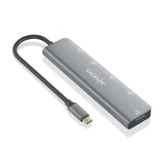 Hub AISENS 5 puertos 5Gbps modelo A109-0857 USB-C Power Delivery 100W gris