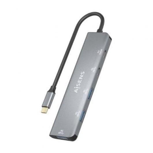 Hub AISENS 5 puertos 5Gbps modelo A109-0857 USB-C Power Delivery 100W gris