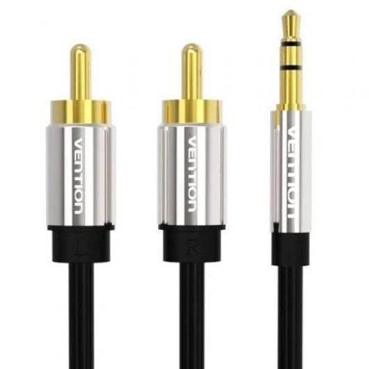 Cabo estéreo Vention BCFBH 2m 3,5 mm macho para 2x RCA macho banhado a ouro preto
