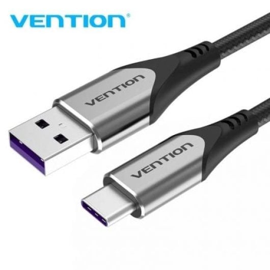 Cable USB 2.0 Vention COFHH 2m Gris Tipo-C/USB, 100W, hasta 5A, 480Mbps, Nylon